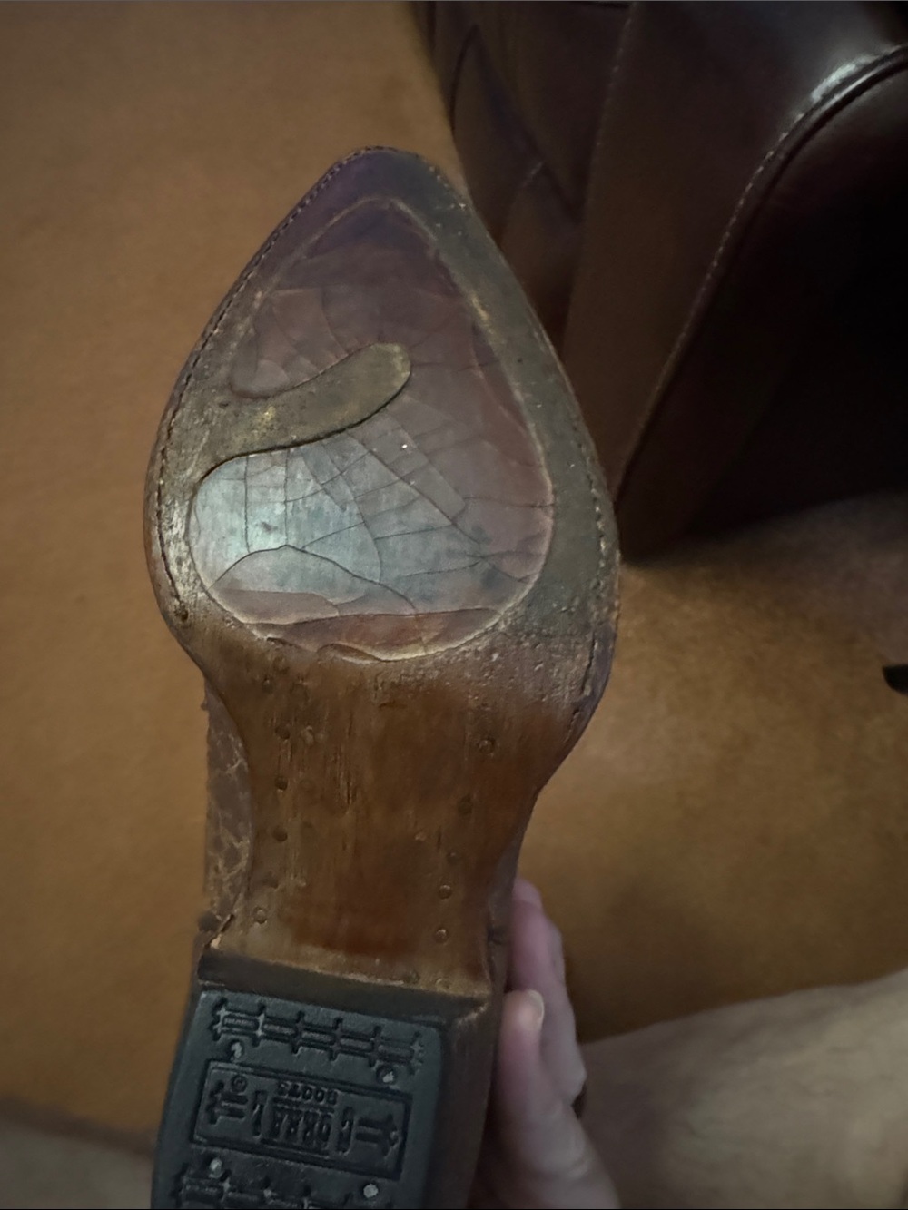 Corral Brown Tooled Leather Western Heeled Boots - Picture 4 of 5